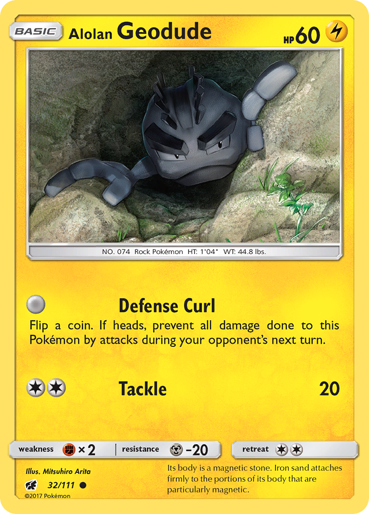 32/111 - Alolan Geodude REVERSE HOLO - Crimson Invasion - Common