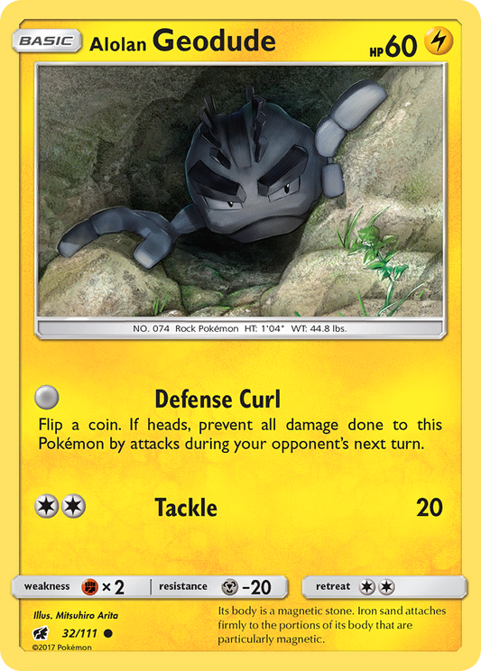 32/111 - Alolan Geodude REVERSE HOLO - Crimson Invasion - Common