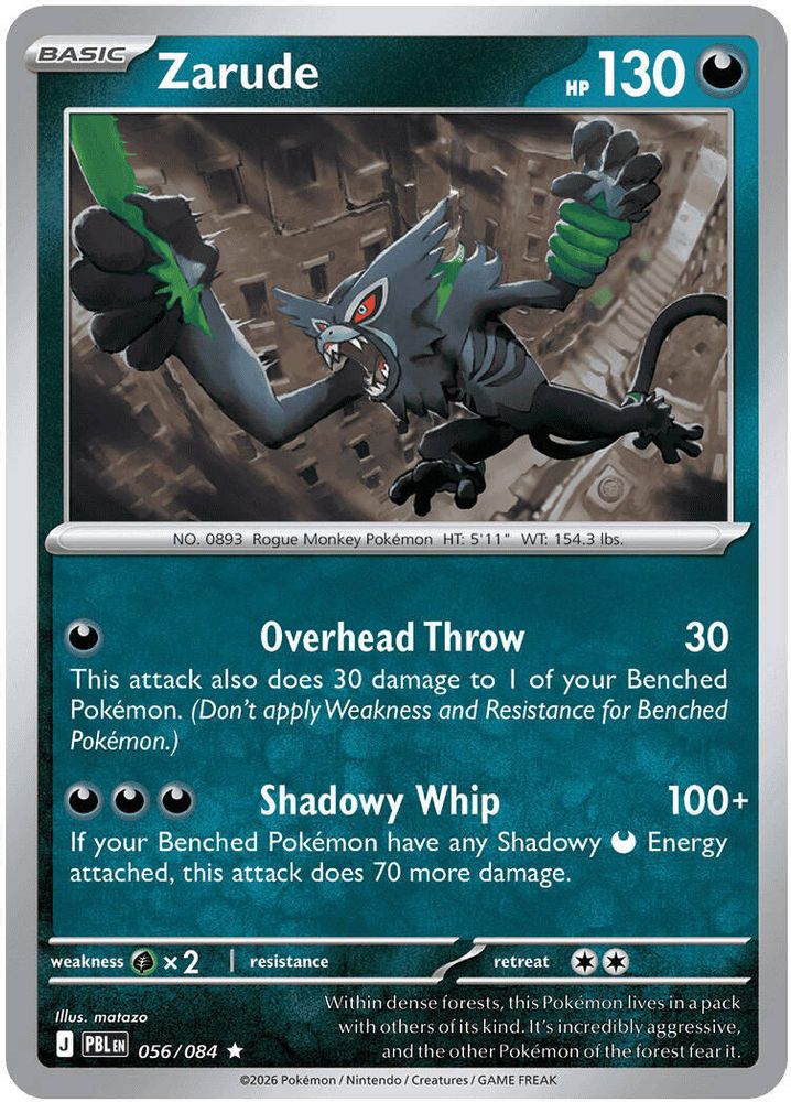 056/084 - Zarude REVERSE HOLO - Pitch Black - Rare