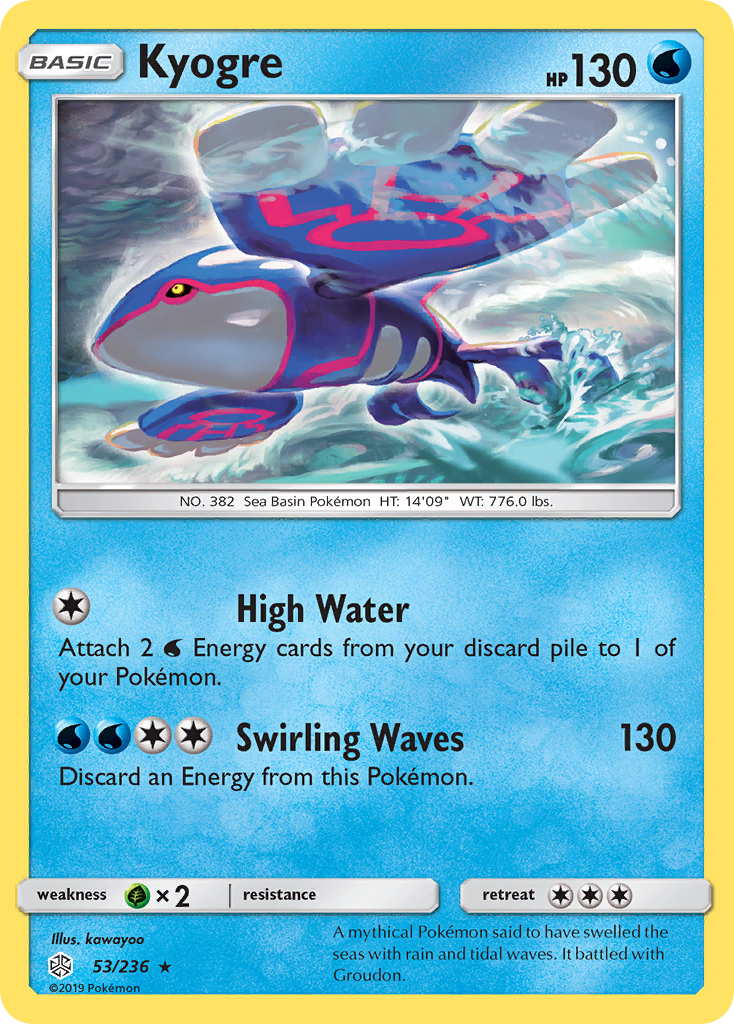 53/236 - Kyogre REVERSE HOLO - Cosmic Eclipse - Rare