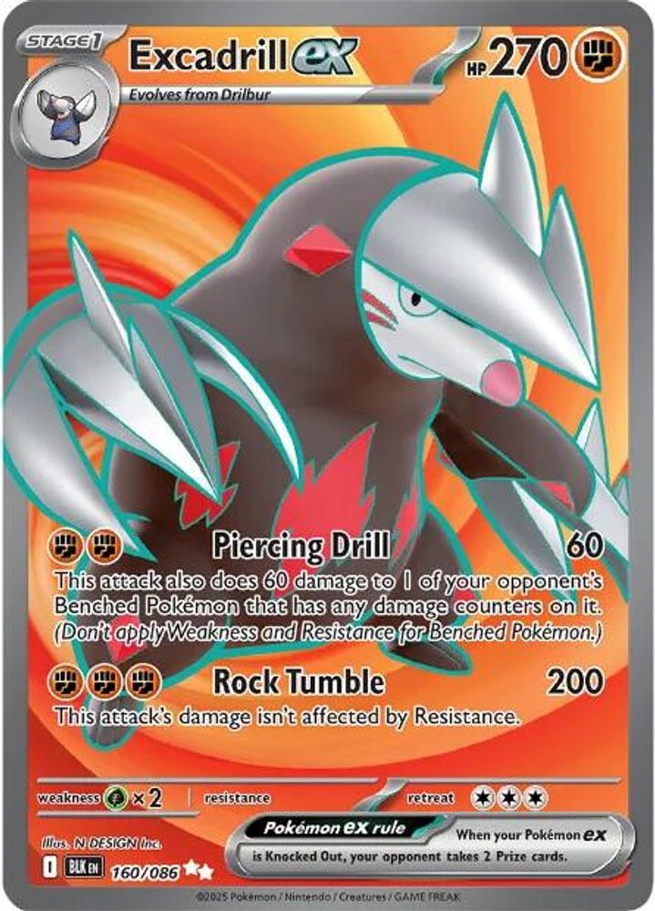160/086 - Excadrill ex HOLO - Black Bolt - Ultra Rare