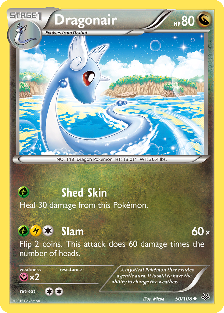 50/108 - Dragonair REVERSE HOLO - Roaring Skies - Uncommon