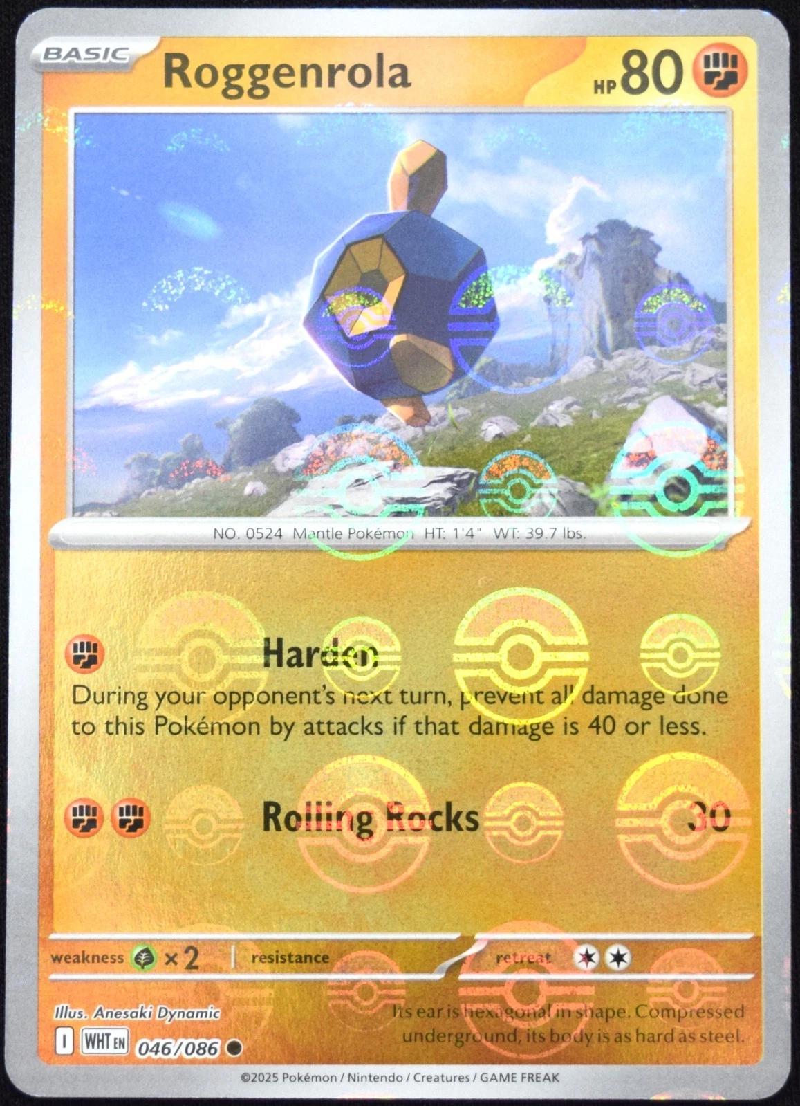 046/086 - Roggenrola (Poke Ball Pattern) HOLO - White Flare - Common