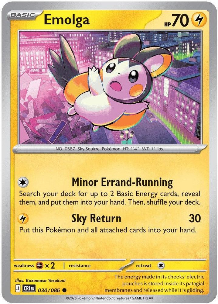 030/086 - Emolga REVERSE HOLO - Chaos Rising - Common