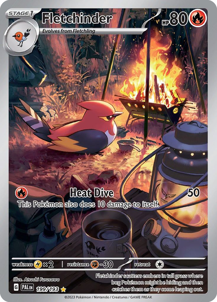 199/193 - Fletchinder HOLO - Paldea Evolved - Illustration Rare