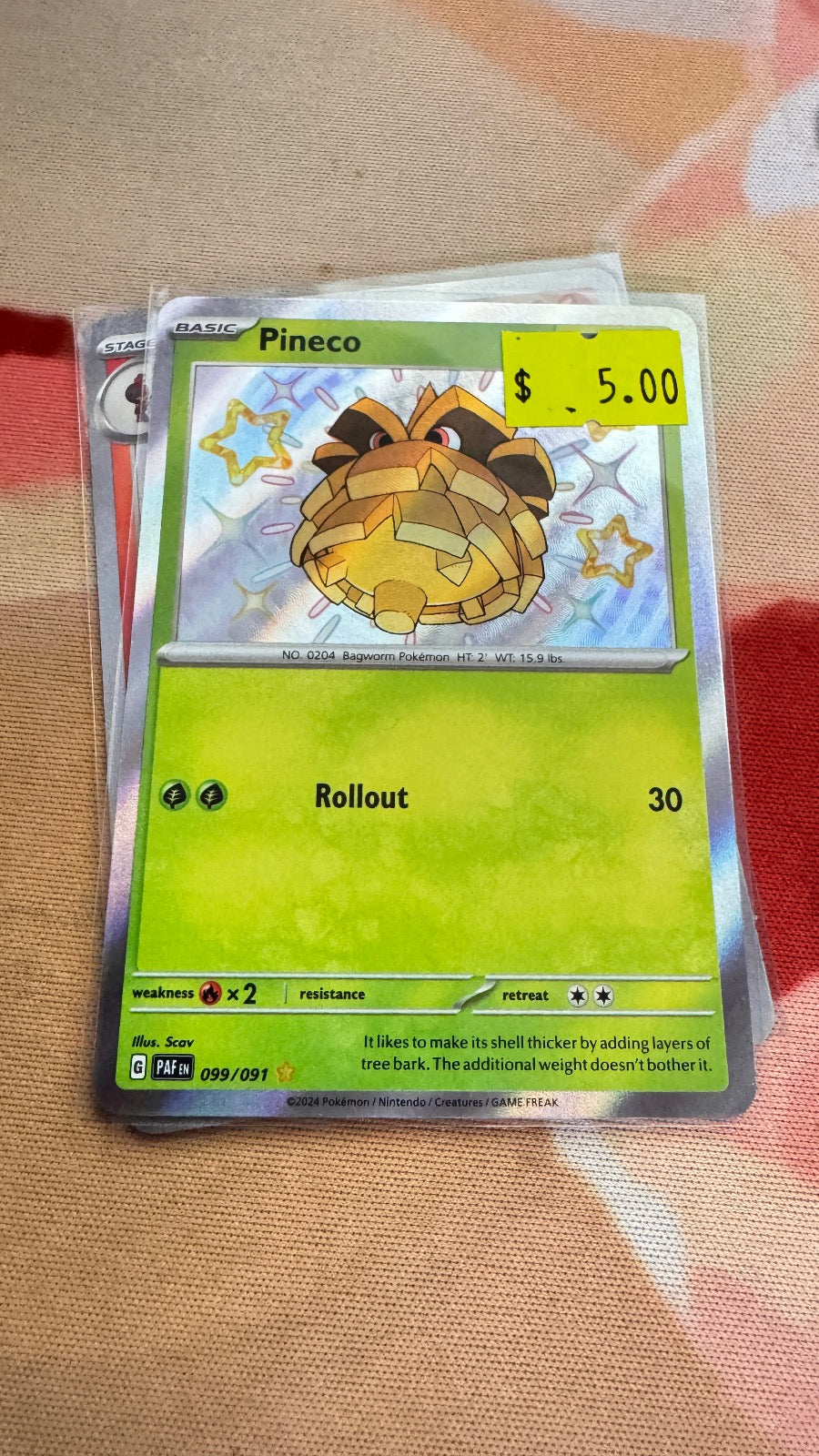 099/091 - Pineco HOLO - Paldean Fates - Shiny Rare