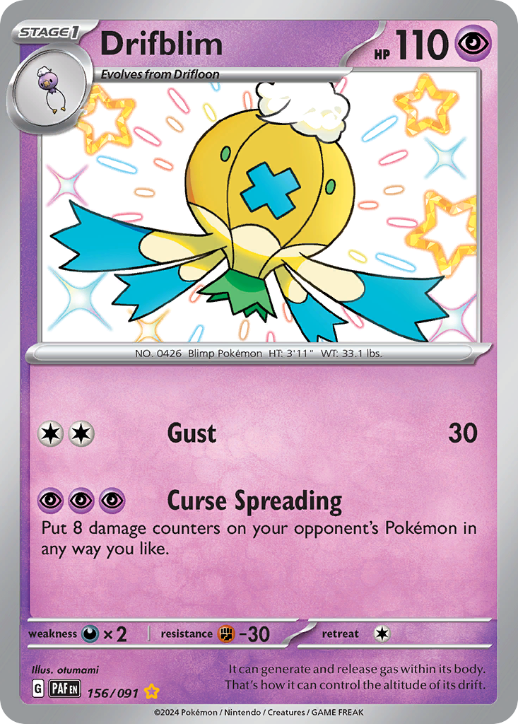 156/091 - Drifblim HOLO - Paldean Fates - Shiny Rare