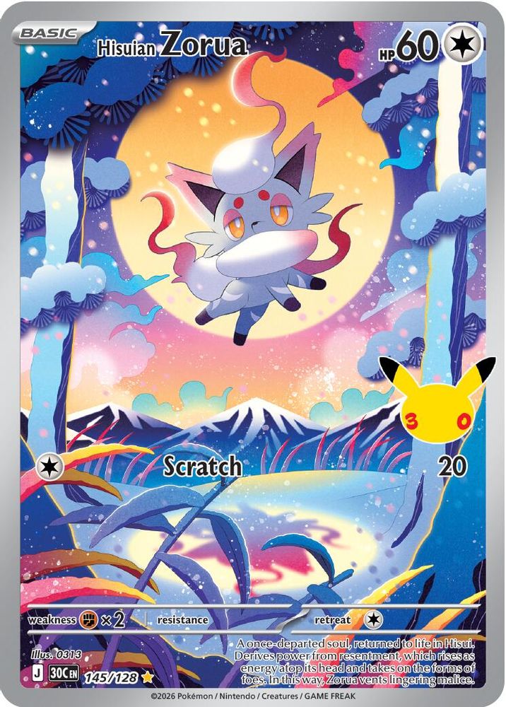 145/128 - Hisuian Zorua HOLO - ME: 30th Celebration - Illustration Rare