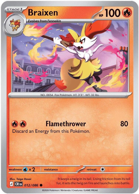 012/086 - Braixen REVERSE HOLO - Chaos Rising - Common