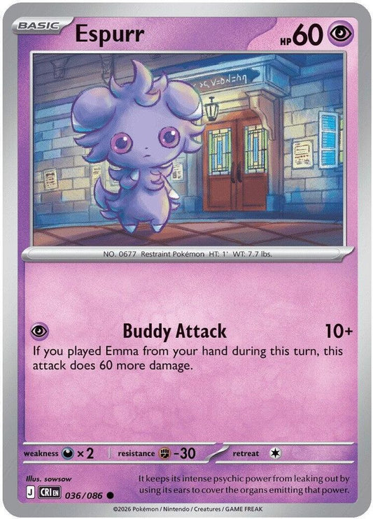 036/086 - Espurr REVERSE HOLO - Chaos Rising - Common