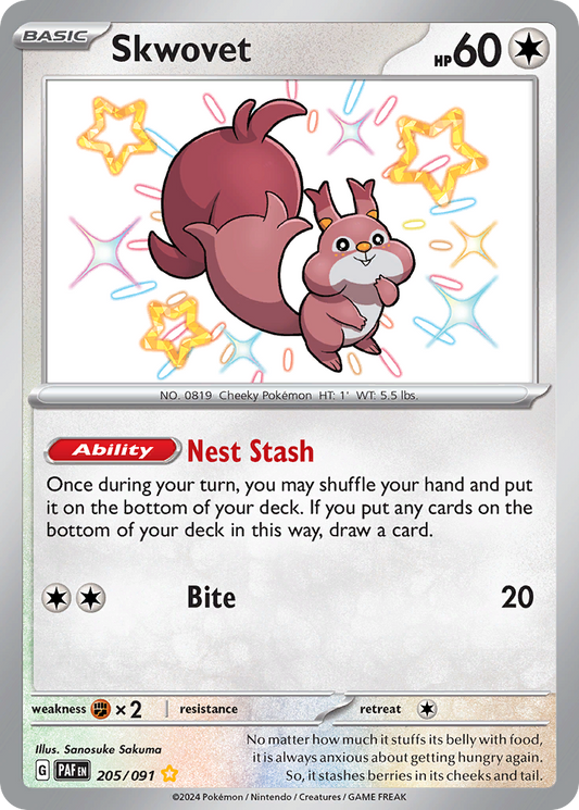 205/091 - Skwovet HOLO - Paldean Fates - Shiny Rare