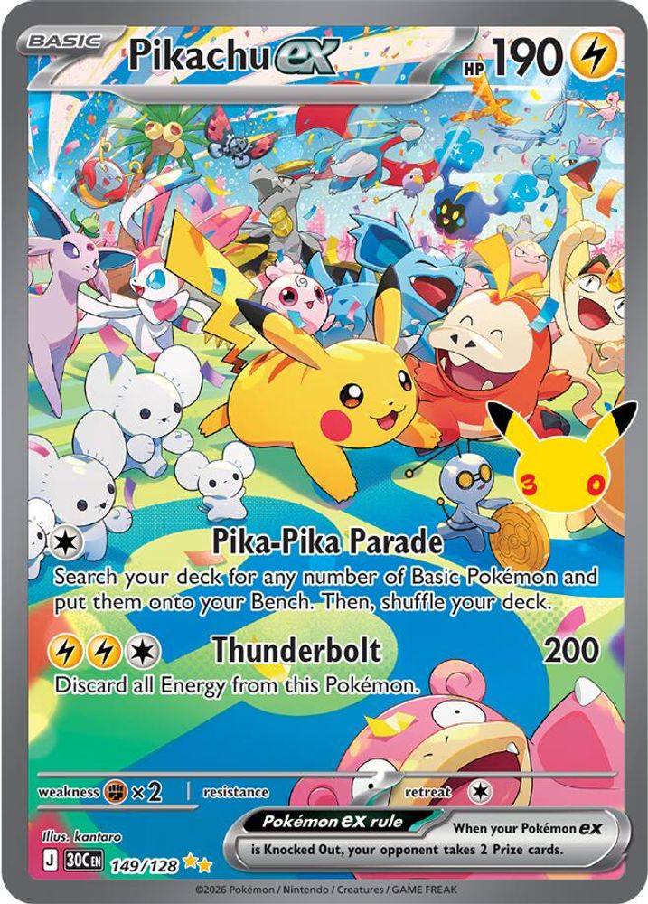 149/128 - Pikachu ex HOLO - ME: 30th Celebration - Special Illustration Rare
