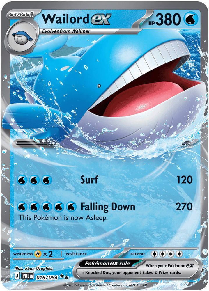 016/084 - Wailord ex - Pitch Black - Double Rare