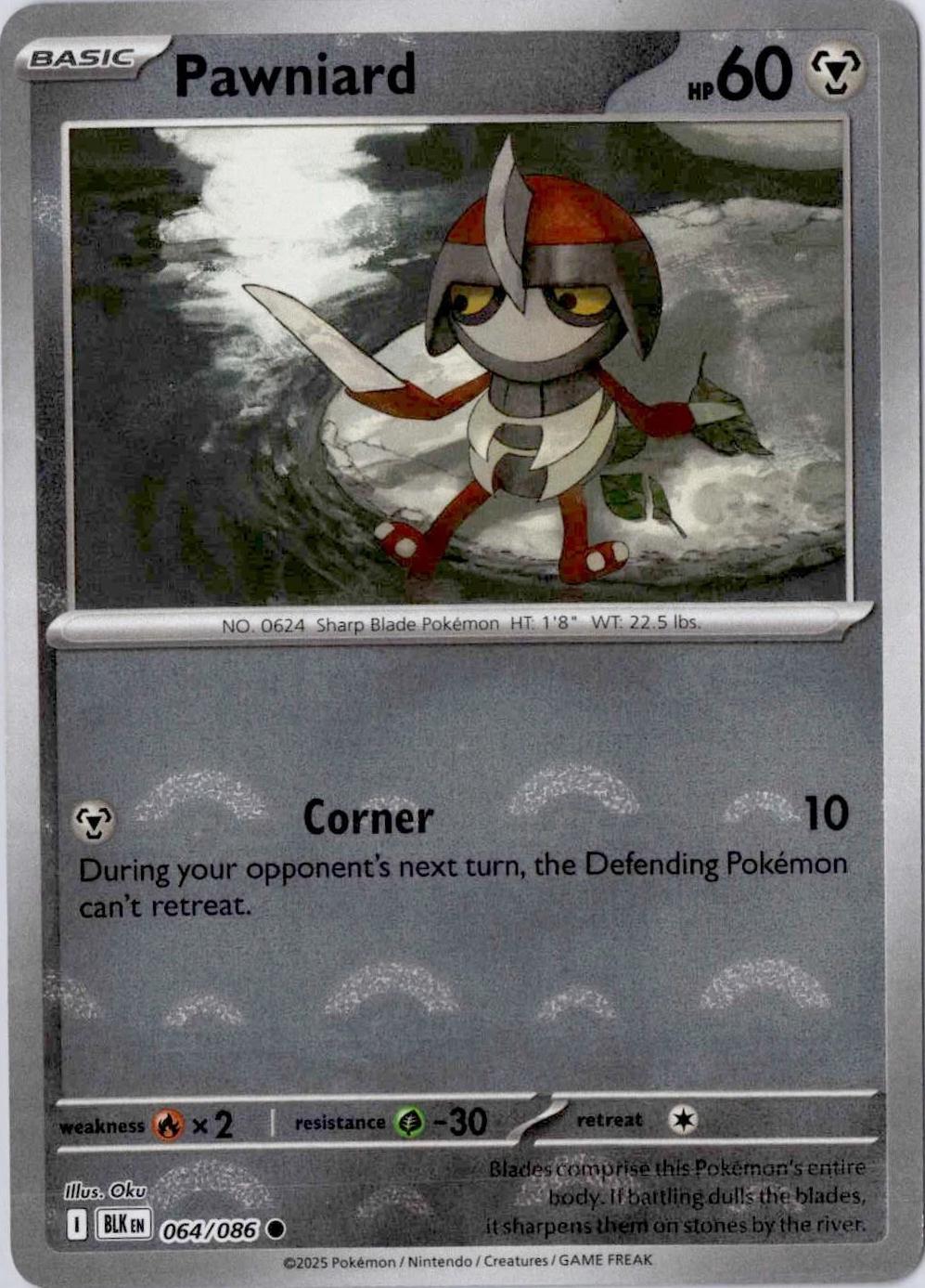 064/086 - Pawniard (Poke Ball Pattern) HOLO - Black Bolt - Common