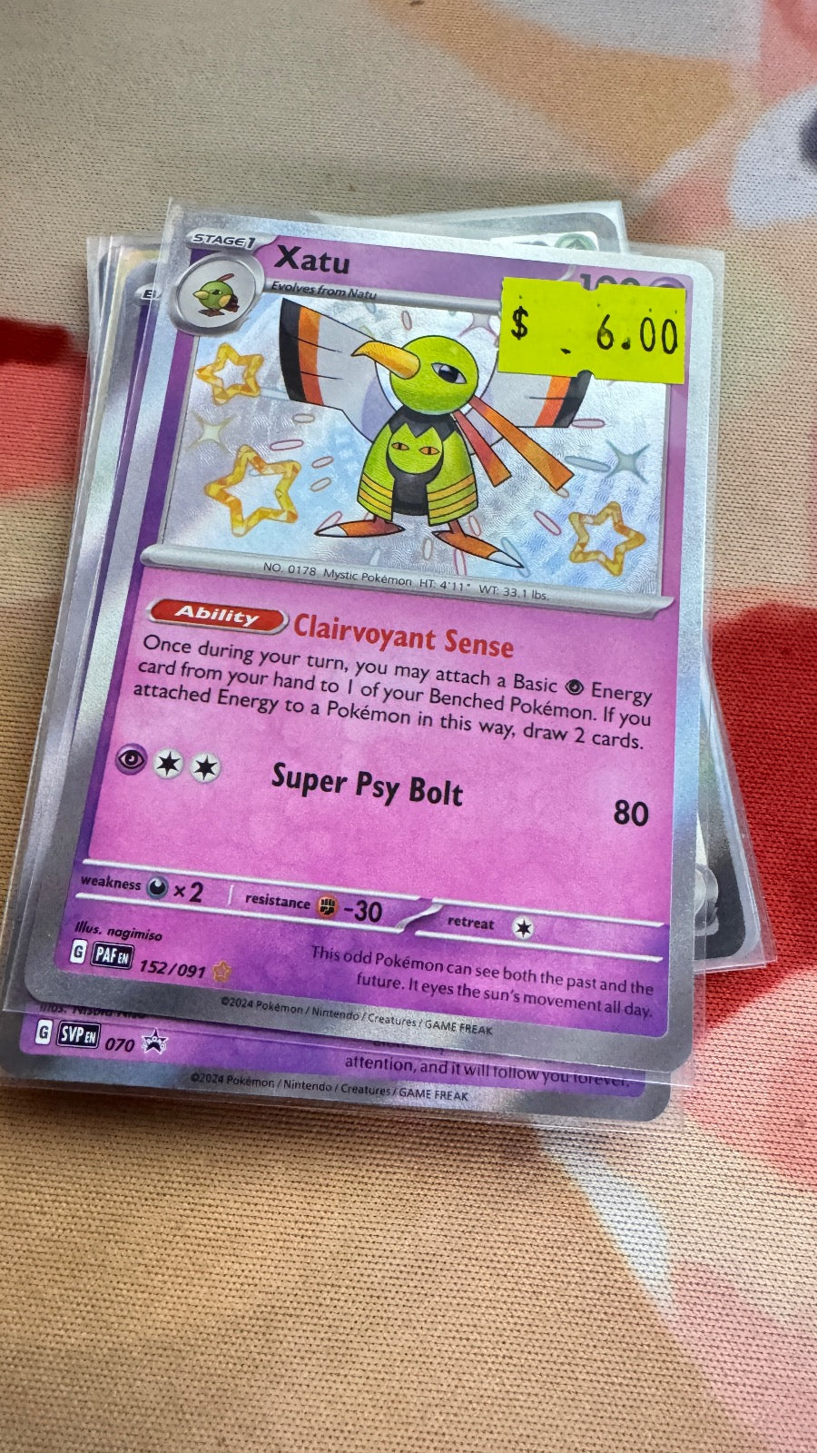 152/091 - Xatu HOLO - Paldean Fates - Shiny Rare