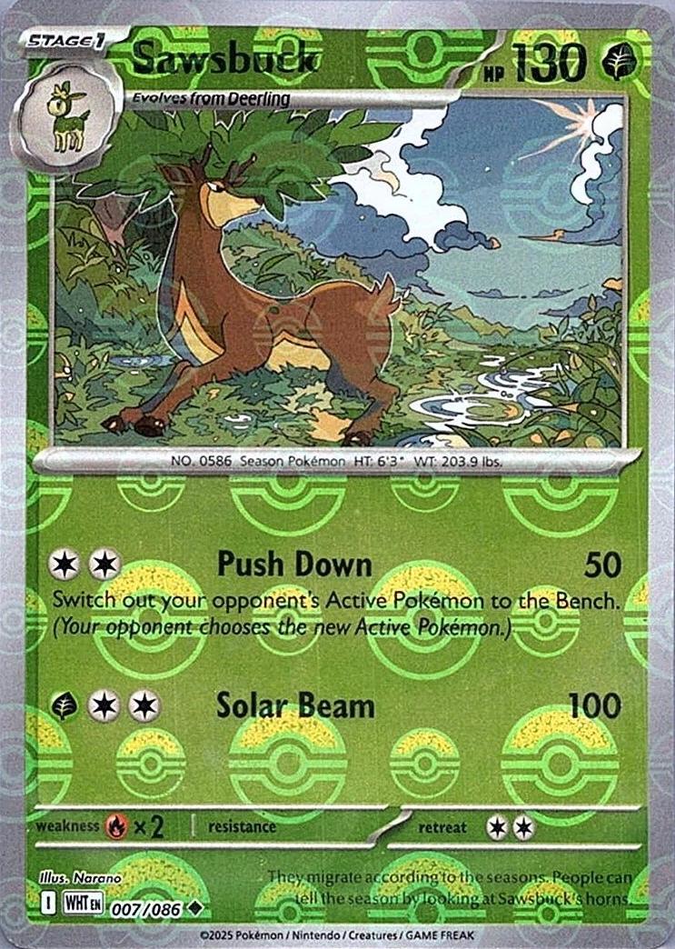 007/086 - Sawsbuck (Poke Ball Pattern) HOLO - White Flare - Uncommon