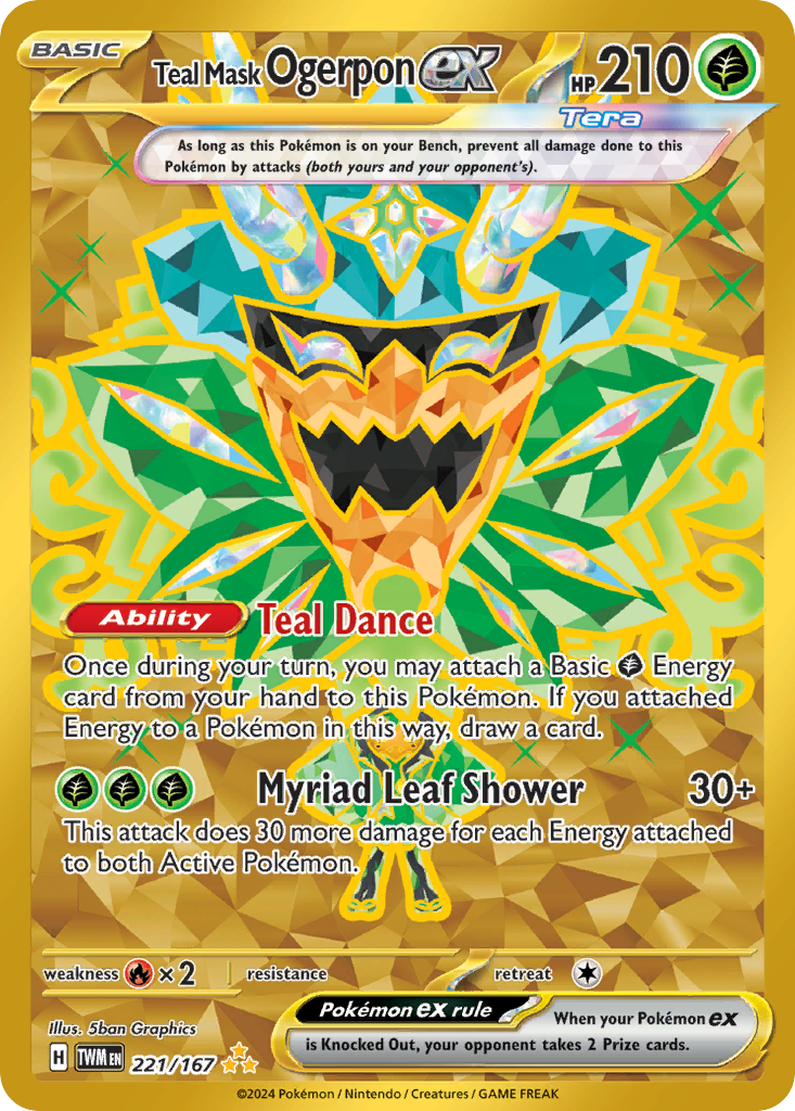 221/167 - Teal Mask Ogerpon ex HOLO - Twilight Masquerade - Hyper Rare