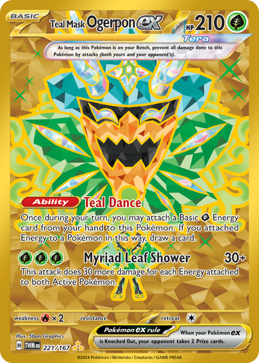 221/167 - Teal Mask Ogerpon ex HOLO - Twilight Masquerade - Hyper Rare