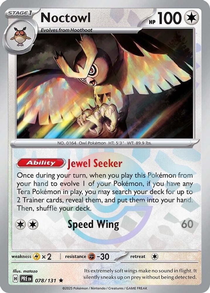 078/131 - Noctowl (Poke Ball Pattern) HOLO - Prismatic Evolutions - Rare