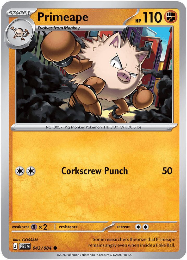 043/084 - Primeape REVERSE HOLO - Pitch Black - Common