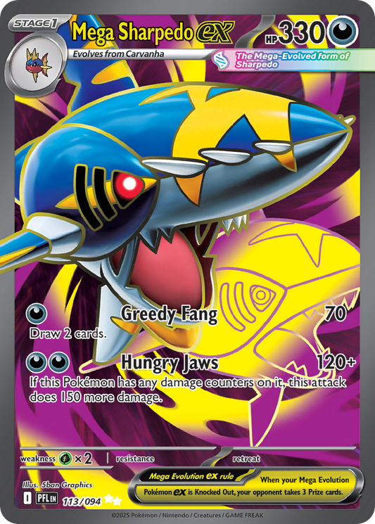 113/094 - Mega Sharpedo ex HOLO - Phantasmal Flames - Ultra Rare