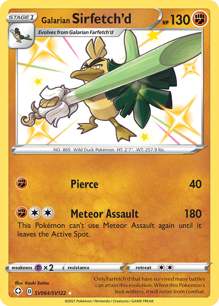 SV064/SV122 - Galarian Sirfetch'd HOLO - Shining Fates Shiny Vault - Shiny Rare
