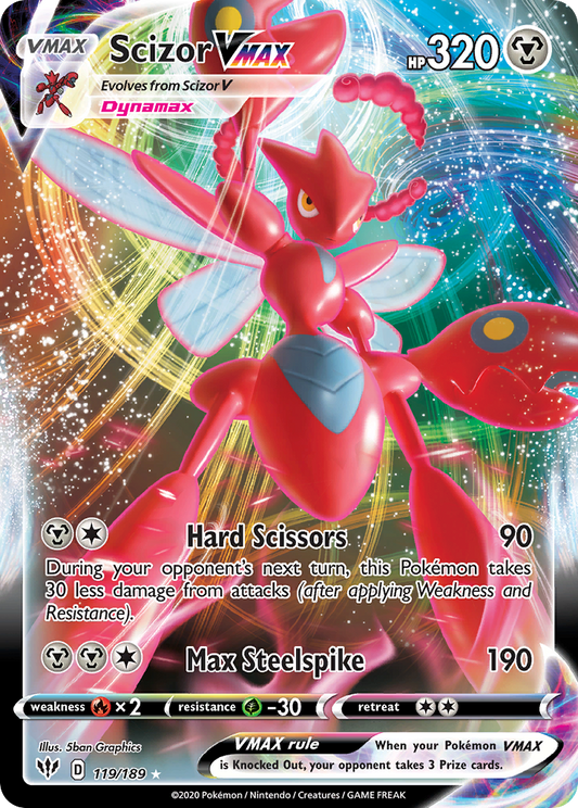 119/189 - Scizor VMAX HOLO - Darkness Ablaze - Ultra Rare