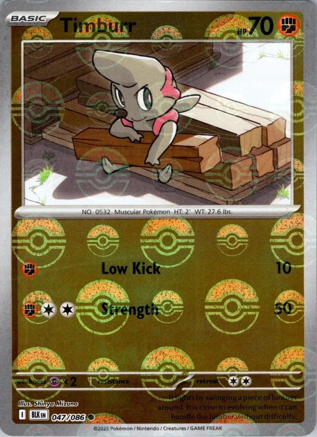 047/086 - Timburr (Poke Ball Pattern) HOLO - Black Bolt - Common