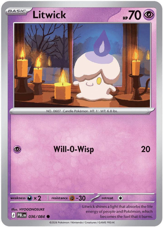 036/084 - Litwick REVERSE HOLO - Pitch Black - Common