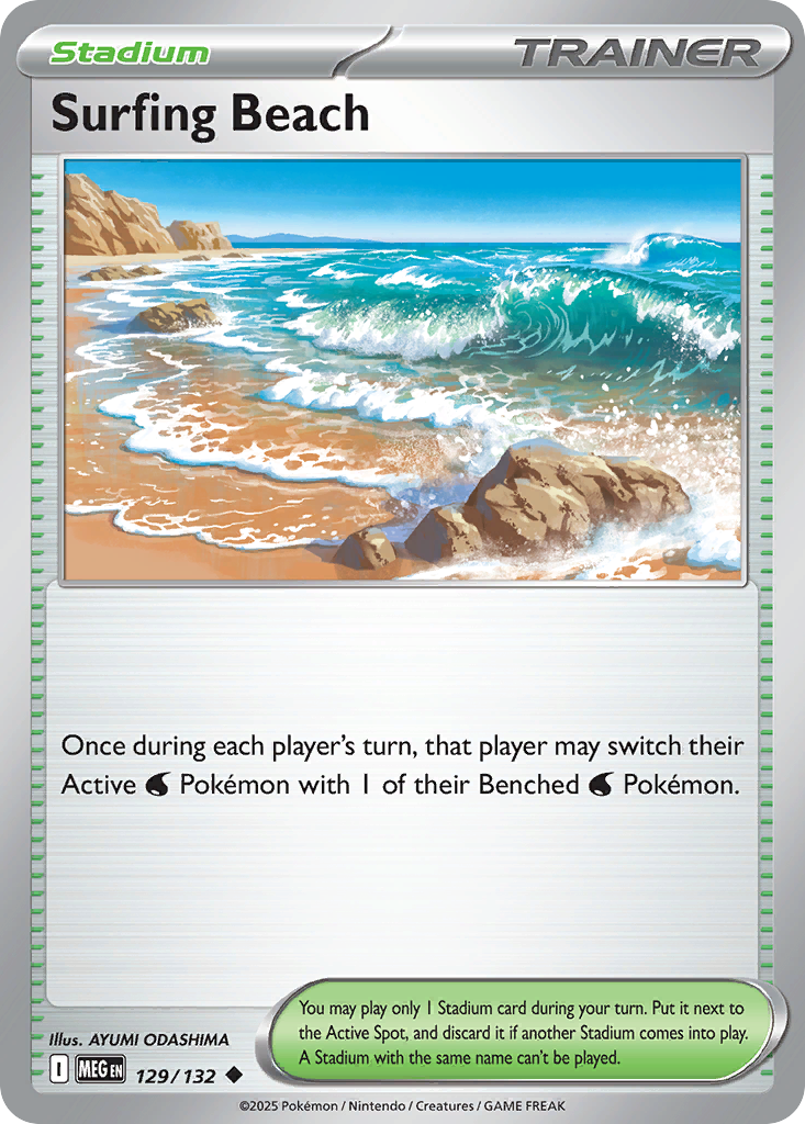 129/132 - Surfing Beach - Mega Evolution - Uncommon