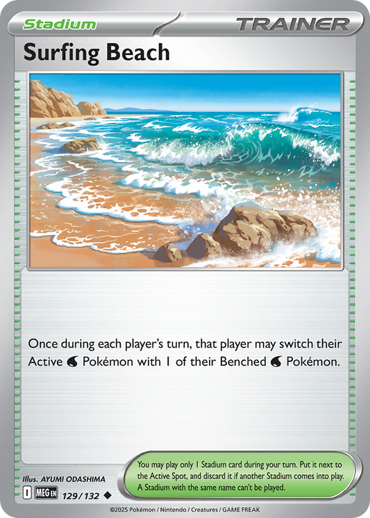 129/132 - Surfing Beach - Mega Evolution - Uncommon