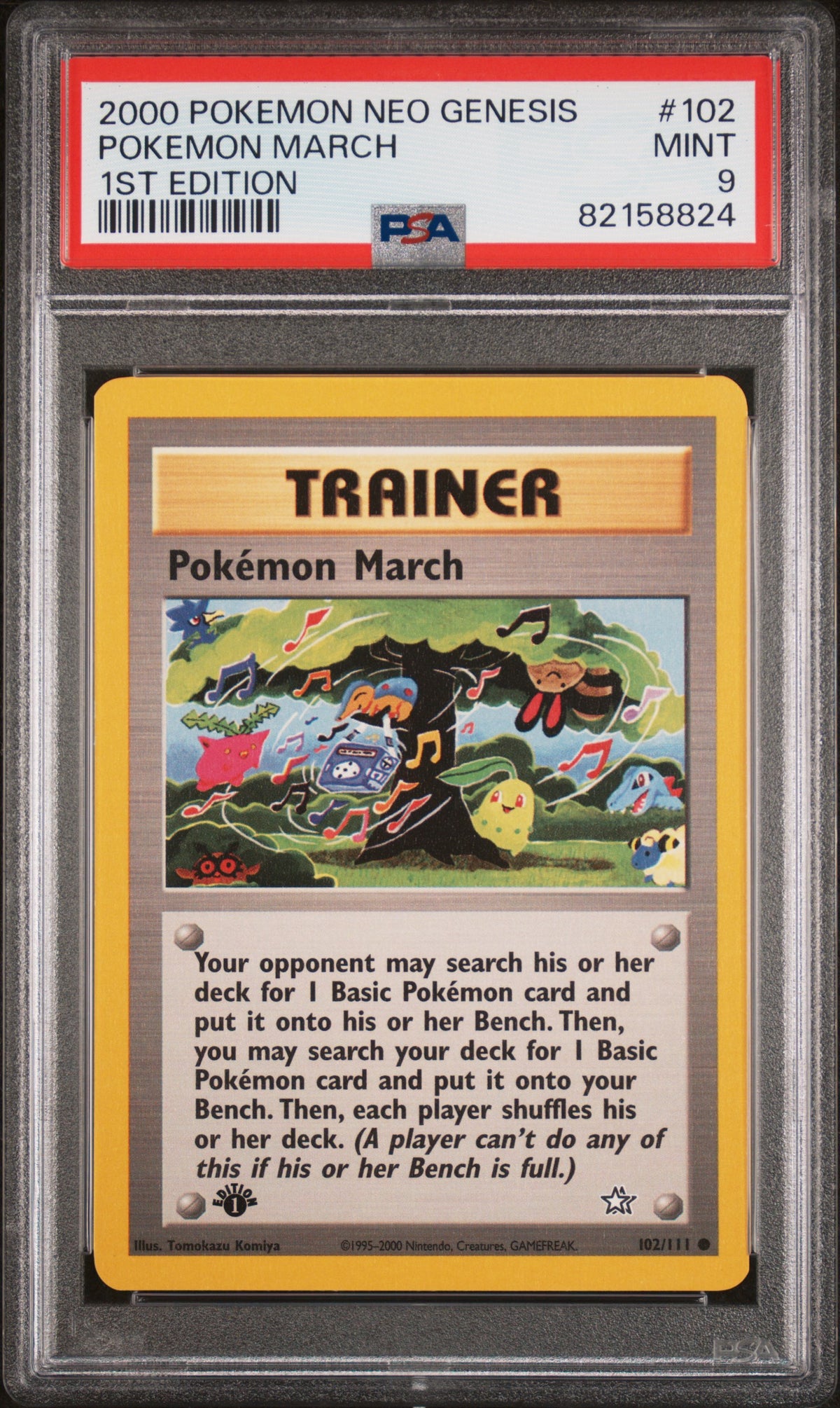 Pokemon March 102/111 Neo Genesis 1st Edition Pokemon PSA 9 Mint